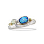 Blue And White Opal Sterling Silver Ring, thumbnail 5 of 8