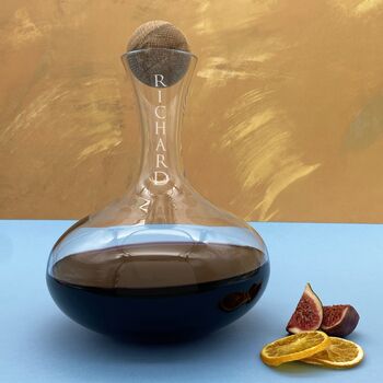 Personalised Name Red Wine Carafe With Oak Stopper, 2 of 3