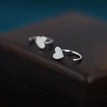 Tiny Heart Huggie Hoop Earrings In Sterling Silver, 3 of 11