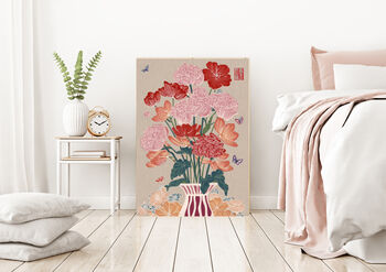 Japanese Pink Butterfly Vase Art Print, 3 of 4
