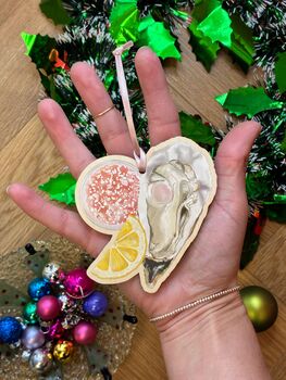 Oyster Wooden Tree Decoration, 2 of 2