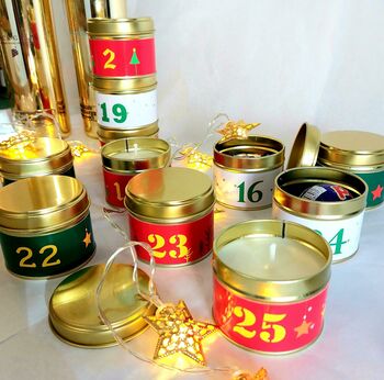 Advent Calender Tins With Candles And Treats, 4 of 8