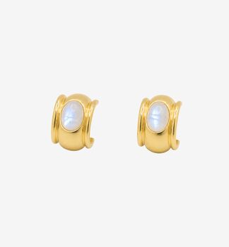 Enso Moonstone Huggie Hoop Earrings, 4 of 5
