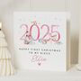 Personalised Niece First Christmas Card Snowman Deer, thumbnail 1 of 7