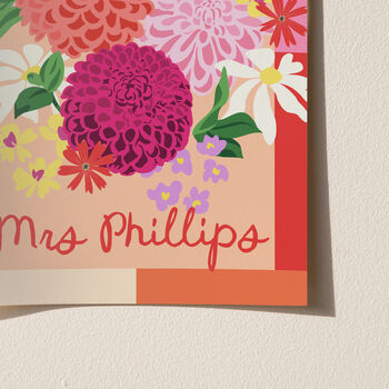 Thank You Teacher Personalised Floral Print, 2 of 9