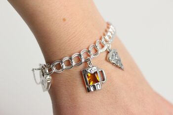 Sterling Silver Heavy Double Curb Charm Bracelet, 2 of 4