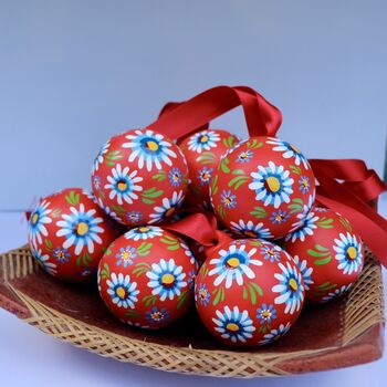 Ceramic Bauble Hand Painted Daisies Perfect Christmas Gift, 3 of 6