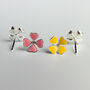 Sterling Silver Pink Or Yellow Flower Stud Earrings, thumbnail 4 of 6