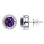 Round Amethyst 925 Sterling Silver Stud Earrings, thumbnail 3 of 6