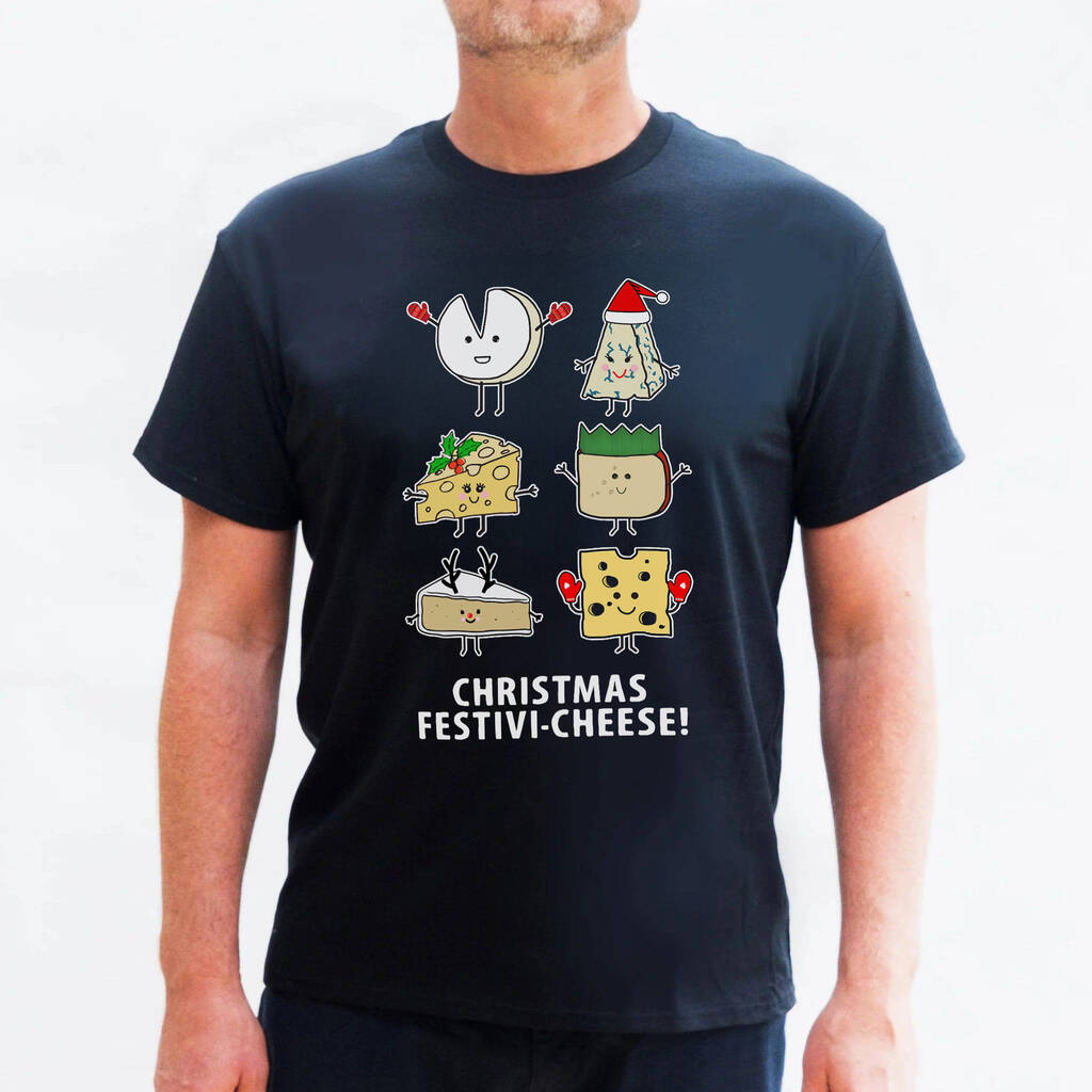 Funny Cheese Men's Christmas T Shirt, 1 of 3