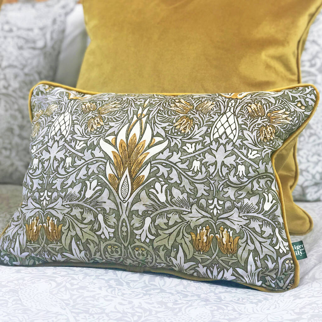 Pewter/Gold Snakeshead Morris 13' X 18' Cushion Cover, 1 of 8