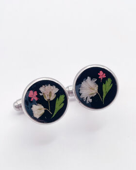 Cufflinks Real Flowers Leaves Hand Made 12mm, 5 of 11