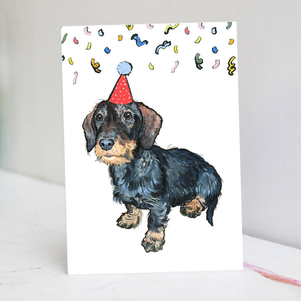 Wired Dachshund Birthday Card Dachshund Card By Pet Portrait