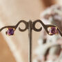 Purple Amethyst Square Cut 18 K Gold And Silver Studs, thumbnail 5 of 12