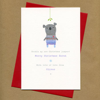 Personalised Christmas Jumper And Mistletoe Card, 5 of 10