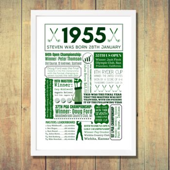 1955 Personalised 70th Birthday Golf Print, 2 of 8