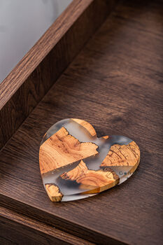 Four Festival Wooden Resin Coaster 11 Cm, Heart, 4 of 6