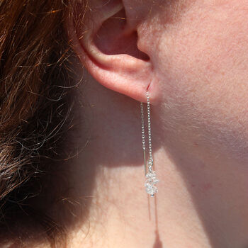 Herkimer Diamond Icicle Threader Earrings, 2 of 5