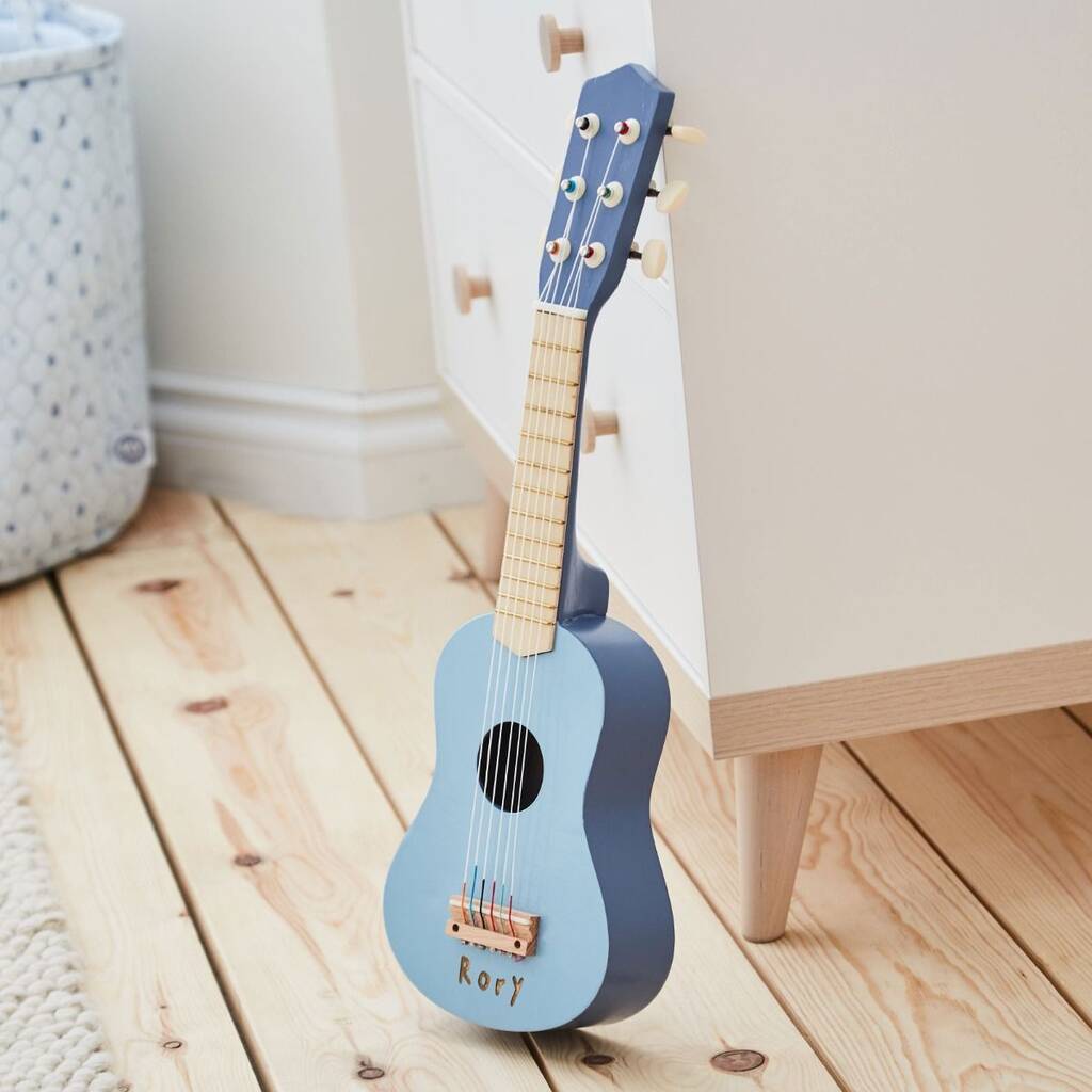 Personalised Blue Guitar Wooden Toy 3y+, 1 of 3