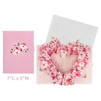 3D Pop Up Floral Heart Greeting Card – Pink Blossom Design, 2 of 6