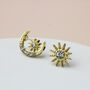 Asymmetrical Crystal Moon And Star Stud Earrings, thumbnail 4 of 7