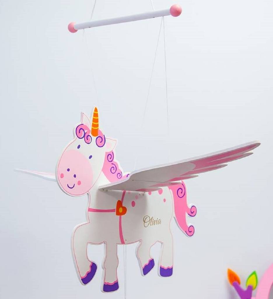 Personalised Flying Unicorn Toy Mobile By British and Bespoke