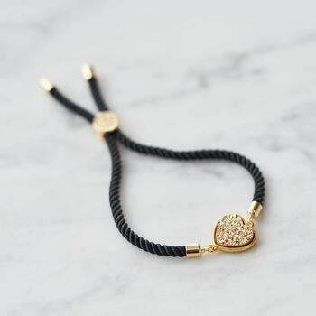Love Heart Black Cord Bracelet, 8 of 8