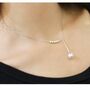 Silver Single Pearl Drop Y Shape Dainty Necklace, thumbnail 1 of 3