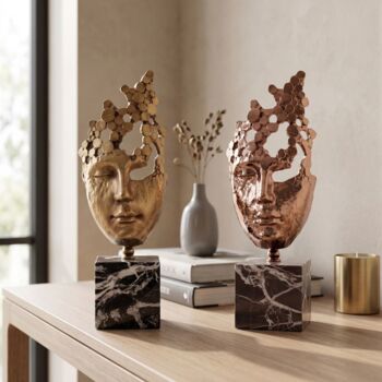 Abstract Face Sculpture Rose Gold Decorative Bust, 8 of 9
