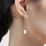 Genuine Freshwater Pearl Long Drop Earrings, thumbnail 1 of 10