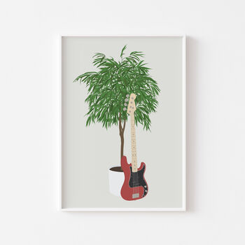 Bass Guitar Houseplant Print | Guitarist Music Poster, 6 of 10