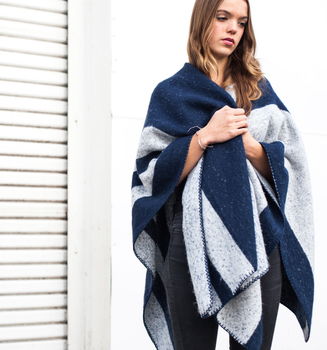 Reversible Soft Grey And Navy Blanket Scarf, 2 of 5