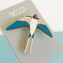 Wooden Swallow Brooch, thumbnail 3 of 7