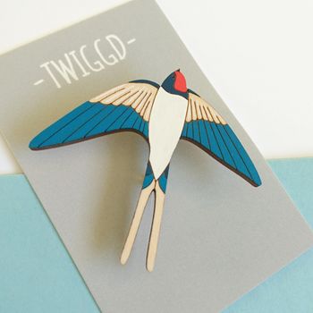 Wooden Swallow Brooch, 3 of 7