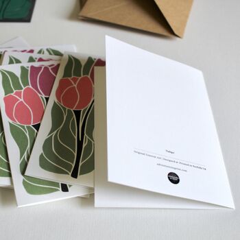 Romantic Linocut Tulip Notecards Set Of Eight, 6 of 6