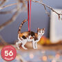 White And Ginger Tabby Calico Hanging Wooden Decoration, thumbnail 1 of 10
