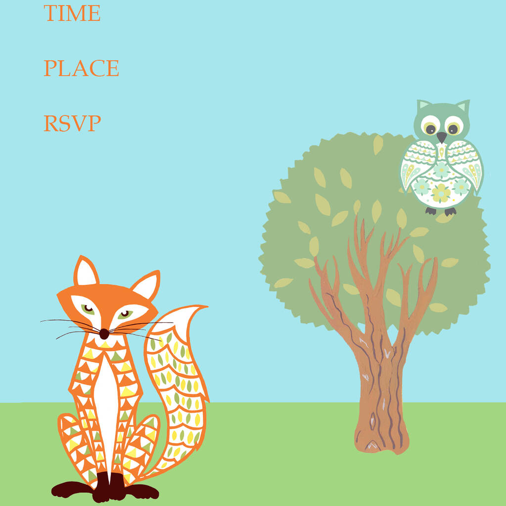 Fox And Owl Invitation Pack
