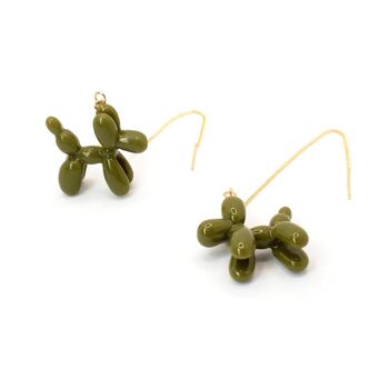 Balloon Poodle Threader Earrings Green, 2 of 4