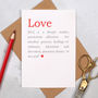 Love Definition Romantic Wedding Or Anniversary Card, thumbnail 3 of 6