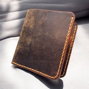 Personalised Embossed Full Grain Handcrafted Leather Wallet, 7 of 10