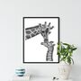 Mother And Baby Giraffe A4 Wildlife Art Print, thumbnail 1 of 4