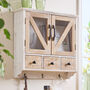 Farmhouse Three Drawer Wall Cabinet With Hooks, thumbnail 1 of 4