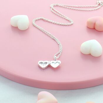 Tiny Zircon Love Locket Necklace, 2 of 3