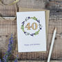 Floral 40th Birthday Wooden Illustrated Card, thumbnail 1 of 2