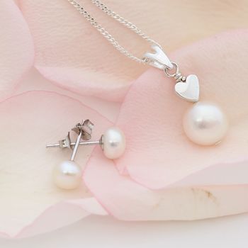 White Pearl Pendant With 6mm Stud Set, 3 of 12