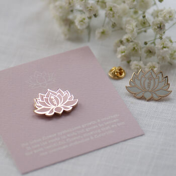 Lotus Flower Pink Or White Enamel Pin With Unalome Symbol, Mental Health Gift, Anxiety Gift, 3 of 12