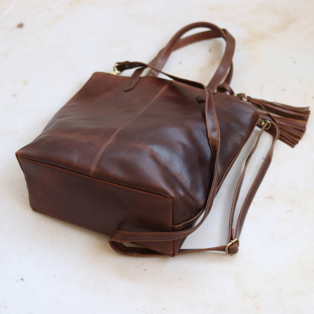 Leather Shopper Tote Bag, Distressed Brown By The Leather Store ...