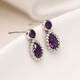 Teardrop Sterling Silver Amethyst Stud Earrings, thumbnail 1 of 10