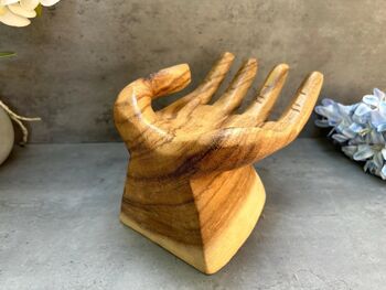 Teak Root Wooden Giant Hand Shaped Trinket Dish Or Bowl Décor, 4 of 8