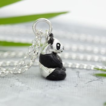 Sterling Silver Panda Bear Charm Necklace, 3 of 9